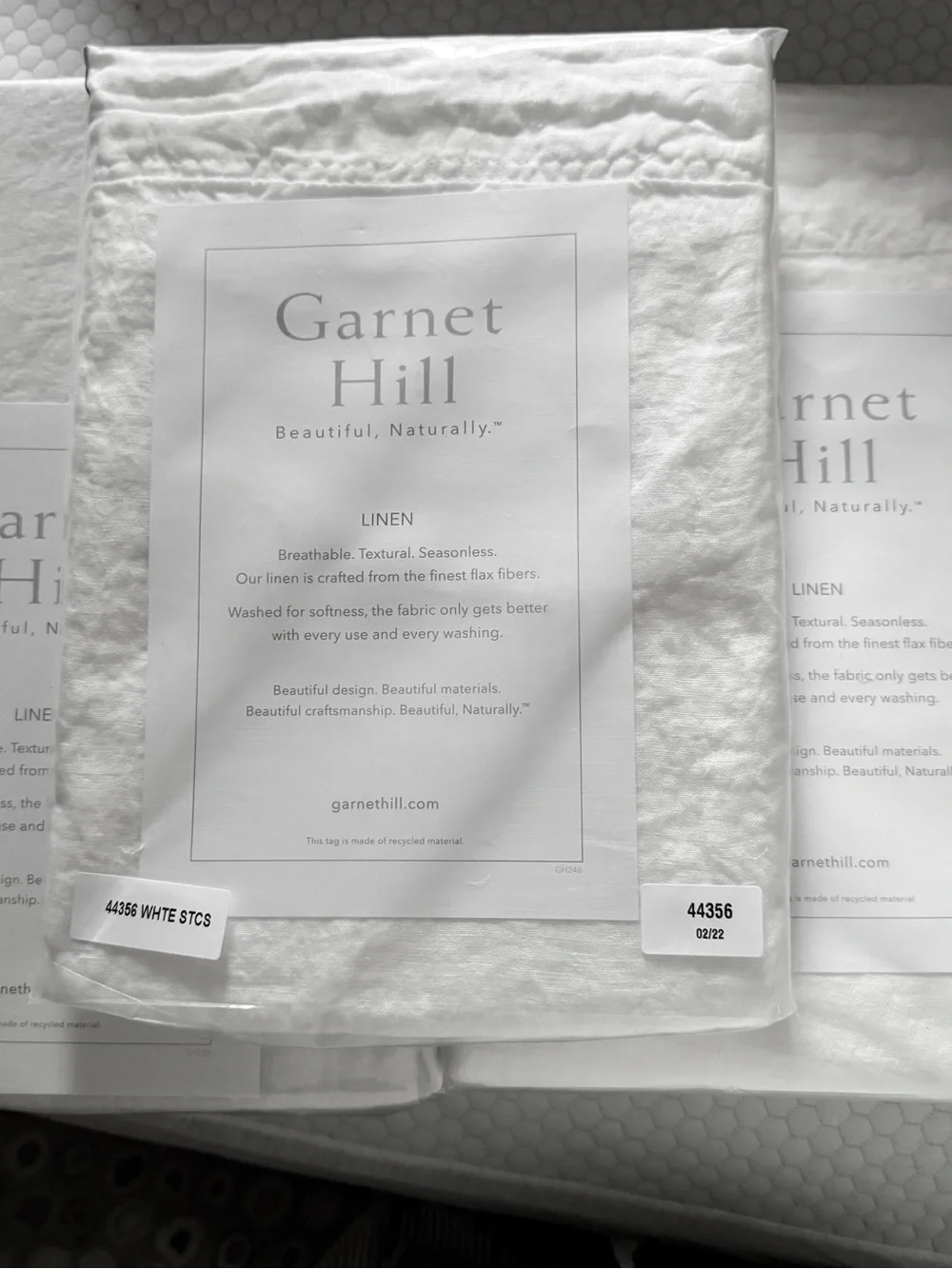 NWT Garnet Hill Relaxed Organic Linen Solid Queen White Sheet Set